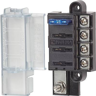 Blue Sea 5045 ST Blade Compact 4 Circuit Fuse Block with Cover